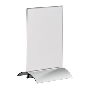 Soporte expositor en T con base de sujeción de aluminio A6  | formato vertical 