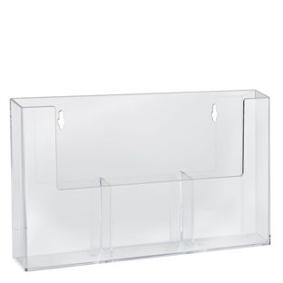 Portafolletos de pared, compartimentos paralelos, poliestireno, transparente, Taymar 2 x 1/3 A4