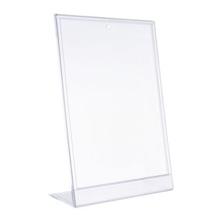 Soporte expositor en L, A4, vertical, PS + PVC 