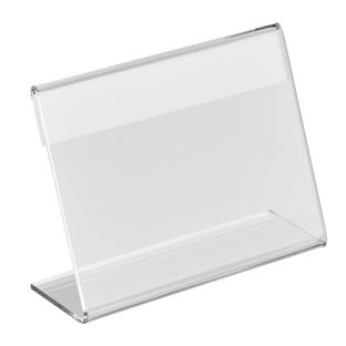Soporte expositor en L, metacrilato formato horizontal | 95 x 70 mm