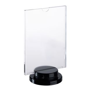Expositor de mesa giratorio con base negra, metacrilato A6