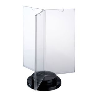 Porta menú giratorio con base negra, en forma de estrella, metacrilato 1/3 A4 
