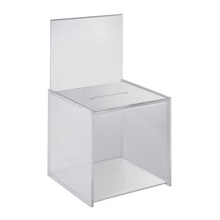 Caja de donaciones, con soporte para cartel 203x375 mm, metacrilato 