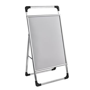 Caballete publicitario A1 AIR-STOP LITE, perfil de 25 mm, plata, esquinas a inglete 