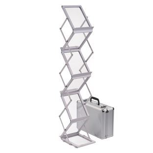 Expositor folletos plegable BOSTON 6 x A5 con maletín, blanco 