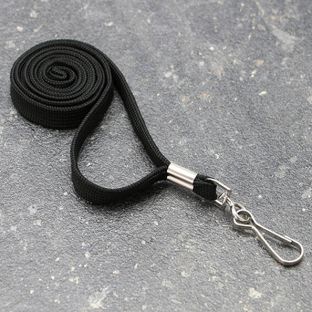 Lanyard, 10 mm de ancho negro  | con gancho de metal giratorio 