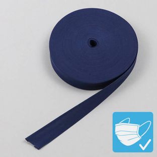 Cinta al bies, poliéster, 20 mm, rollo de 25 m azul oscuro
 