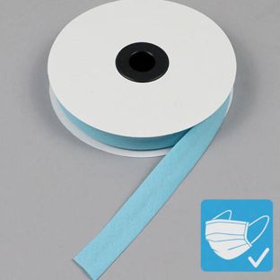 Cinta al bies, algodón y poliéster, 20 mm, rollo de 25 m azul claro 