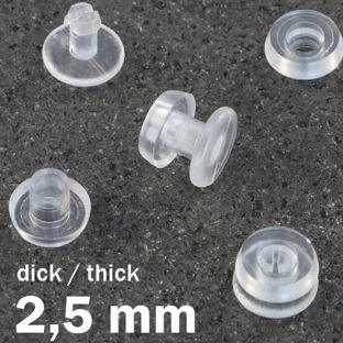 Remaches a presión de plástico, versión gruesa transparente  | 2.5 mm