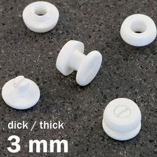 Remaches a presión de plástico, versión gruesa blanco  | 3 mm