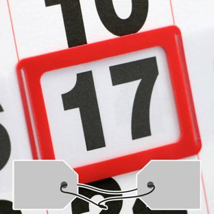 Indicador de fechas ventana ranurada, con goma elástica de cierre anudada 