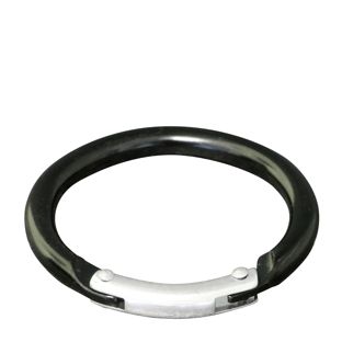 Gancho mosquetón, redondo, 38 mm, aluminio, negro negro 