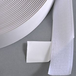 Banda de sujeción por contacto, autoadhesiva, gancho (rollo con 25 m) 25 mm | blanco 