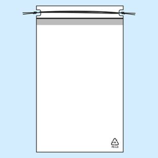 Bolsa con cordón ajustable, lámina de PE de 50 µm 300 x 440 mm 