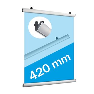 Perfil porta banner, aluminio, abatible 420 mm