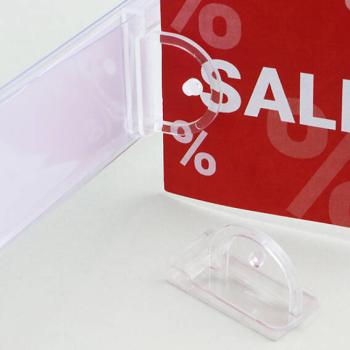 Clip soporte para regletas portaprecios, 20 x 39 mm, transparente 