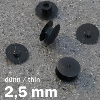 Remaches a presión de plástico, versión fina negro | 2.5 mm