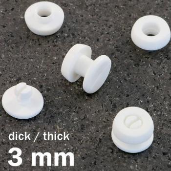 Remaches a presión de plástico, versión gruesa blanco | 3 mm