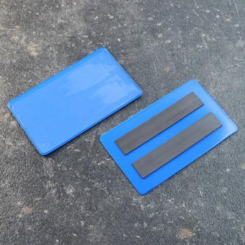 Sobres magnéticos, 100 x 55/60 mm, con 2 bandas magnéticas, lado ancho abierto, azul 100 x 55/60 mm | con 2 bandas magnéticas