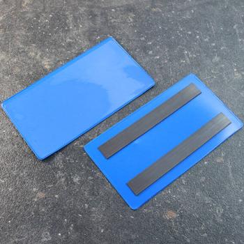 Sobres magnéticos, 145 x 75/80 mm, con 2 bandas magnéticas, lado ancho abierto, azul 145 x 75/80 mm | con 2 bandas magnéticas