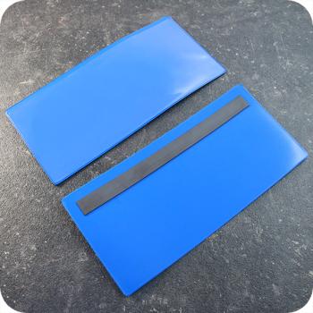 Sobres magnéticos para largo DIN, con 1 banda magnética, lado ancho abierto, azul 220 x 100/105 mm | con 1 bandas magnéticas