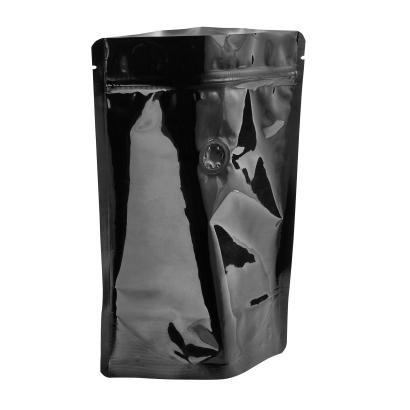 Bolsas resellables con válvula de aire 250 x 340 mm | negro | Compuesto de película de PET, papel de aluminio, película de LDPE