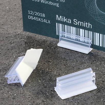 Soporte para tarjetas de 25 x 12 mm, autoadhesivos, transparente 