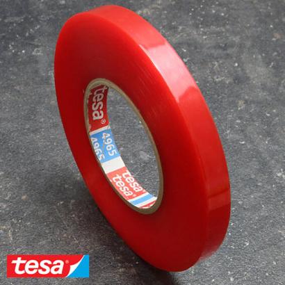 tesa 4965, cinta adhesiva de PET de doble cara, adhesivo de acrilato muy fuerte, cubierta de lámina roja 15 mm