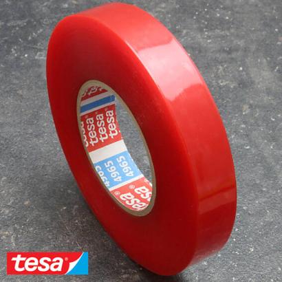 tesa 4965, cinta adhesiva de PET de doble cara, adhesivo de acrilato muy fuerte, cubierta de lámina roja 25 mm