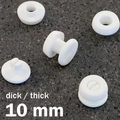 Remaches a presión de plástico, versión gruesa blanco | 10 mm