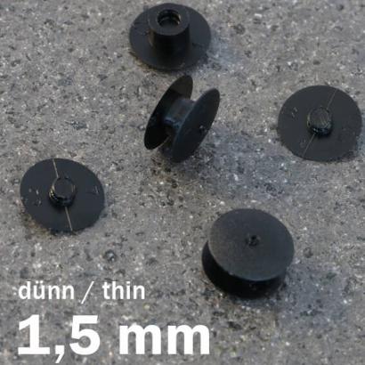 Remaches a presión de plástico, versión fina negro | 1.5 mm