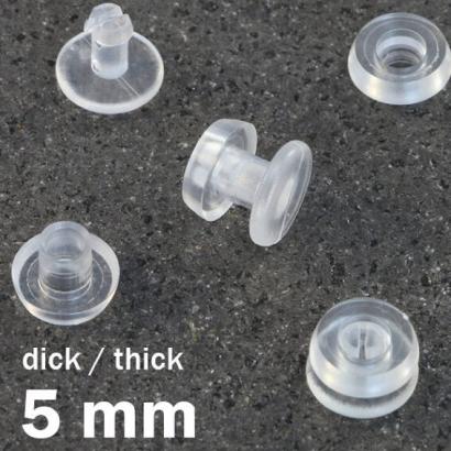 Remaches a presión de plástico, versión gruesa transparente | 5 mm