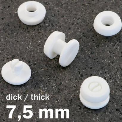Remaches a presión de plástico, versión gruesa blanco | 7.5 mm