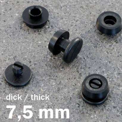 Remaches a presión de plástico, versión gruesa negro | 7.5 mm