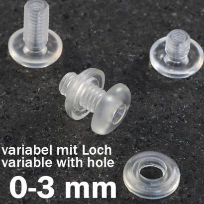 Remaches a presión con agujero, plástico 3 mm