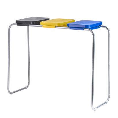 Soporte bolsas basura con tapa, 120 litros, acero 