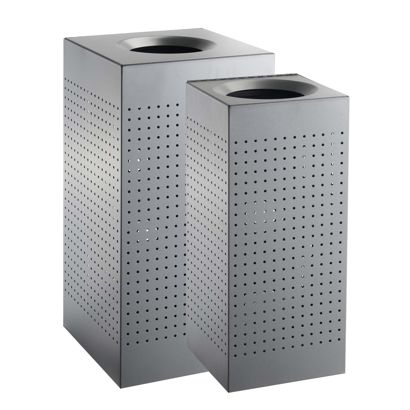 Papelera de basura, para exteriores, acero, gris 