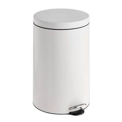 Cubo de basura con pedal 20 L acero  | blanco  | mate 