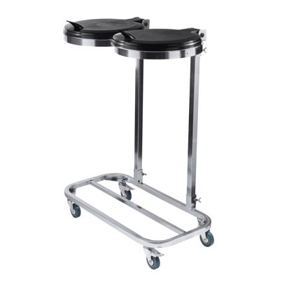 Soporte bolsas basura 120 litros doble con tapa, con ruedas, acero 