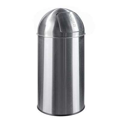 Cubo de basura Push, acero inoxidable plata mate 50 l