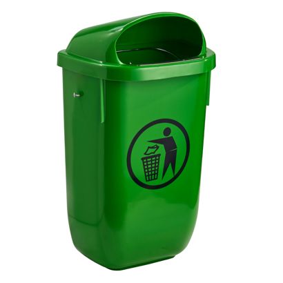 Cubo de basura 50 L, zona exterior verde claro 