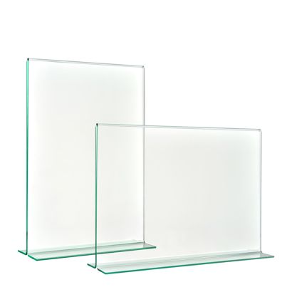 Soporte expositor en T con aspecto de cristal, PMMA (metacrilato), transparente 