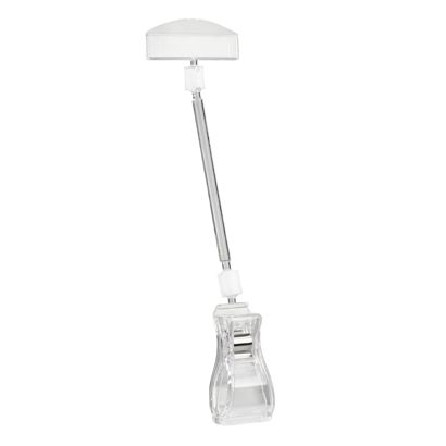 Clip identificador con broche grande y portaprecios, 10 cm de extensión, transparente 