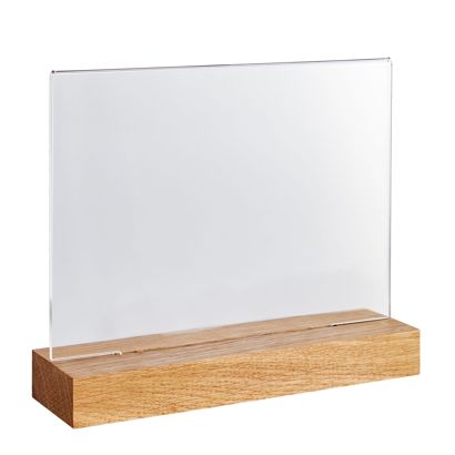 Soporte metacrilato con base de madera formato horizontal | null | A5