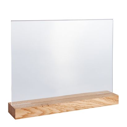 Soporte metacrilato con base de madera formato horizontal | null | A4