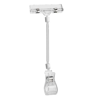 Clip identificador con broche grande y portaprecios, 10 cm de extensión, transparente null