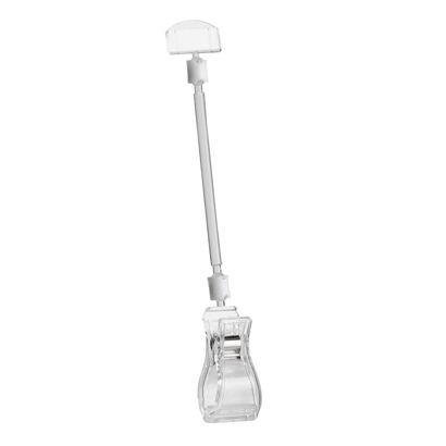 Clip identificador con portaprecios pequeño y broche grande, 10 cm de extensión, transparente 10 cm de extensión