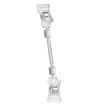 Clip identificador con dos broches pequeños, 6 cm de extensión, transparente 6 cm de extensión