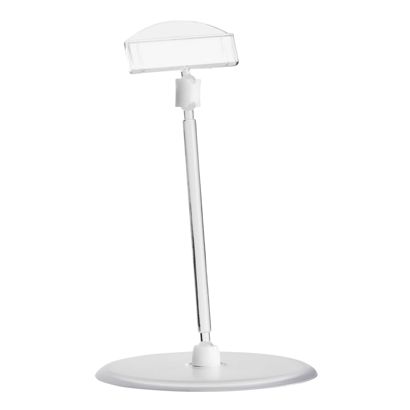 Clip identificador con portaprecios y base de disco (Ø 90 mm), 10 cm de extensión, transparente 