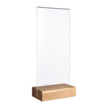 Expositor de mesa MODUL, funda de metacrilato con base de madera null | null | 1/3 A4